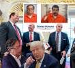 Asesores en la Casa Blanca que tenían una carpeta con un supuesto plan del senador republicano Bernie Moreno en el que aparecen, retratados con IA, Petro y Maduro con overol naranja como presos. FOTO Casa Blanca