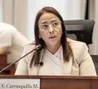 Claudia Carrasquilla Minamí se despidió este miércoles del Concejo de Medellín para tomar rumbo al gobierno de Abelardo de la Espriella como viceministra de Defensa. FOTO: JAIME PÉREZ