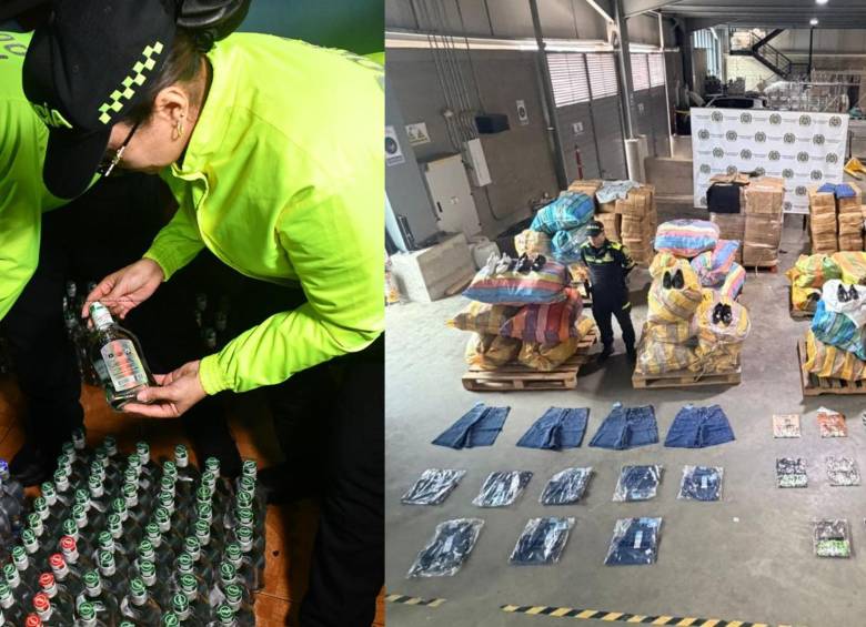 Los operativos se realizaron en el barrio Laureles y en el barrio Antonio Nariño, comuna 13 de Medellín. Este fue el material encontrado: más de 7.190 prendas de vestir y zapatos y 339 botellas de licor.