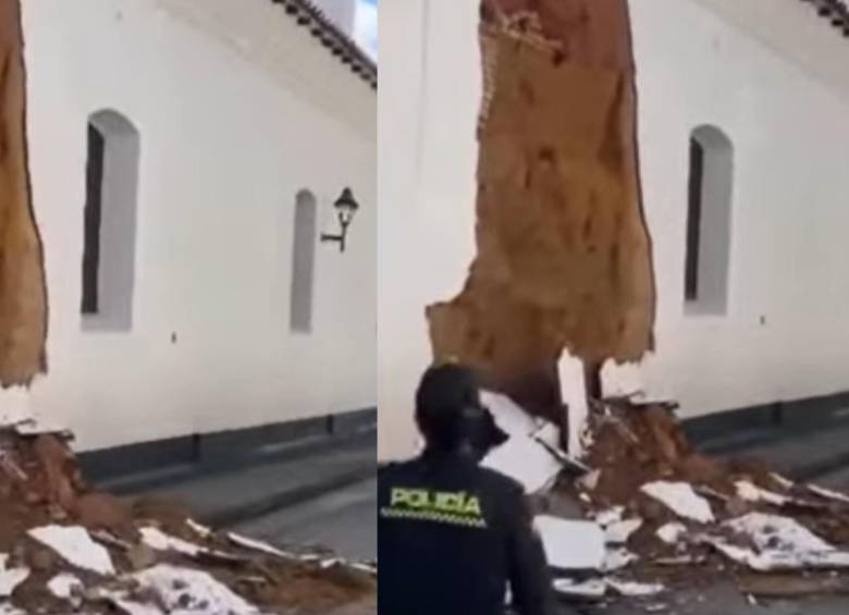 Según indicaron las autoridades, el desplome también se habría presentado debido a que la parroquia llevaba varios meses con filtraciones de agua. FOTO: Cortesía redes sociales