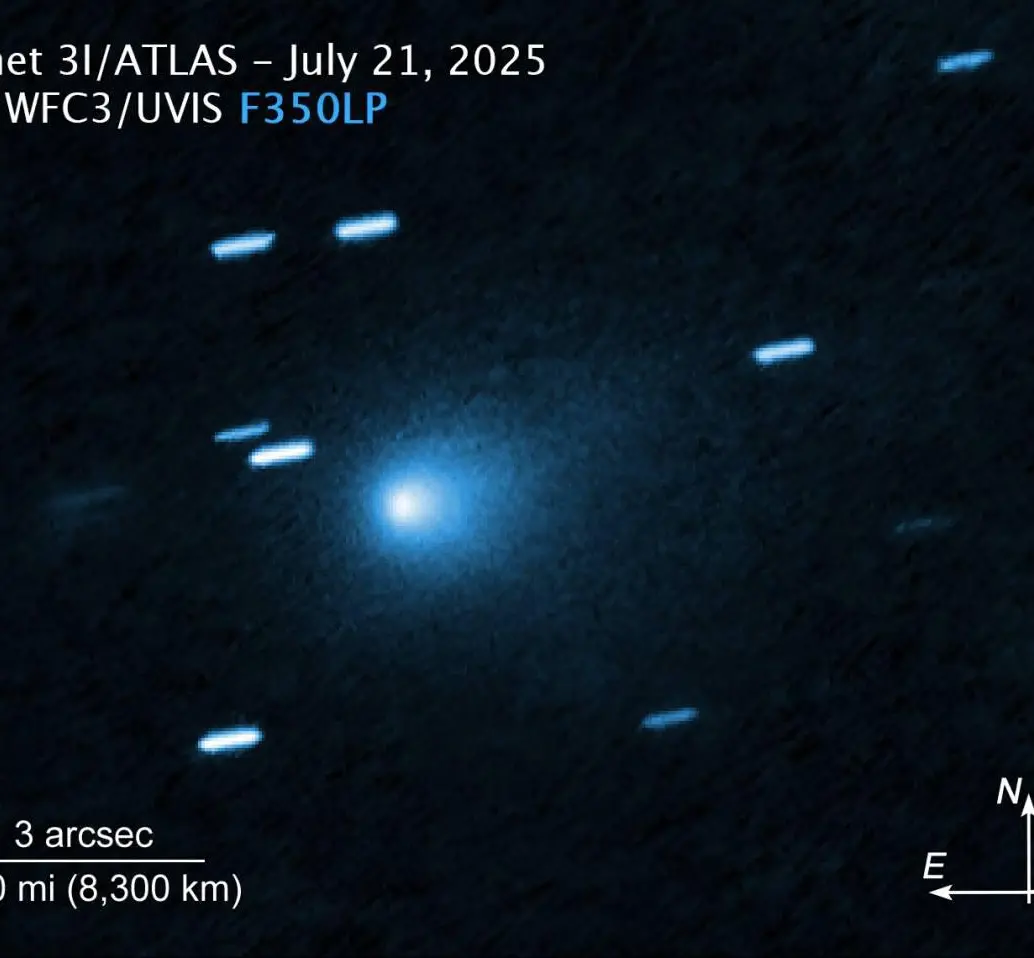 Una imagen del cometa interestelar 3I / ATLAS tomada desde el telescopio Hubble el 21 de julio de 2025. FOTO NASA, ESA, D. Jewitt (UCLA)
