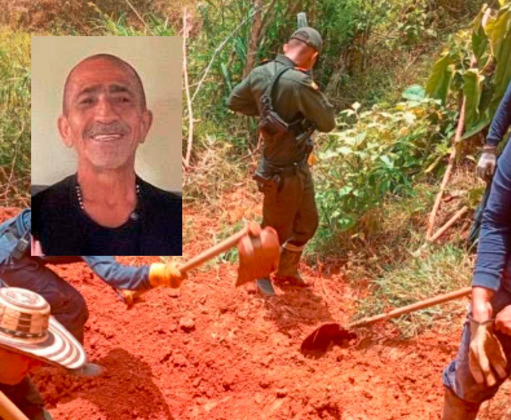 A Arturo Enrique Aguirre García (detalle) lo encontraron en un talud del sector La Candelaria, zona urbana de San Luis, donde se encontraba realizando la excavación. FOTOS: CORTESÍA BOMBEROS SAN LUIS (ANTIOQUIA).