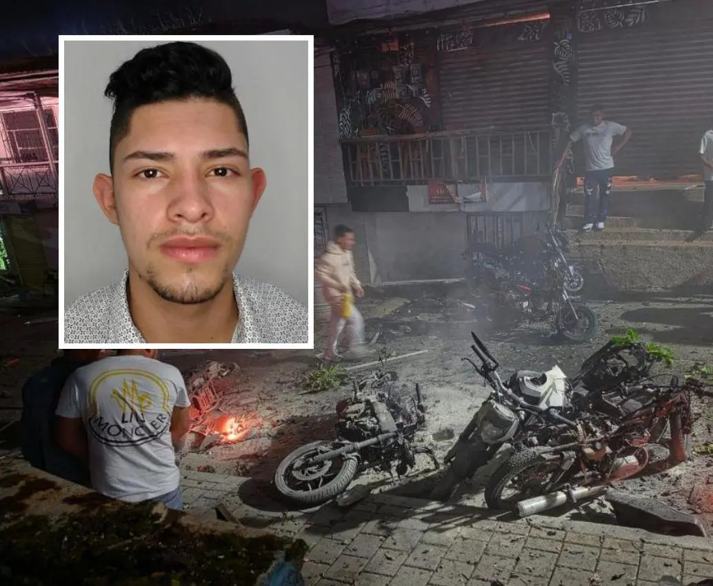Este ataque, registrado el pasado Viernes Santo en el parque principal de Briceño, que dejó dos policías lesionados, habría sido el límite para que aumentaran la recompensa para dar con la captura de Néider Yesid Uñates López (detalle), alias Primo Gay. FOTOS: <b>CORTESÍA</b>