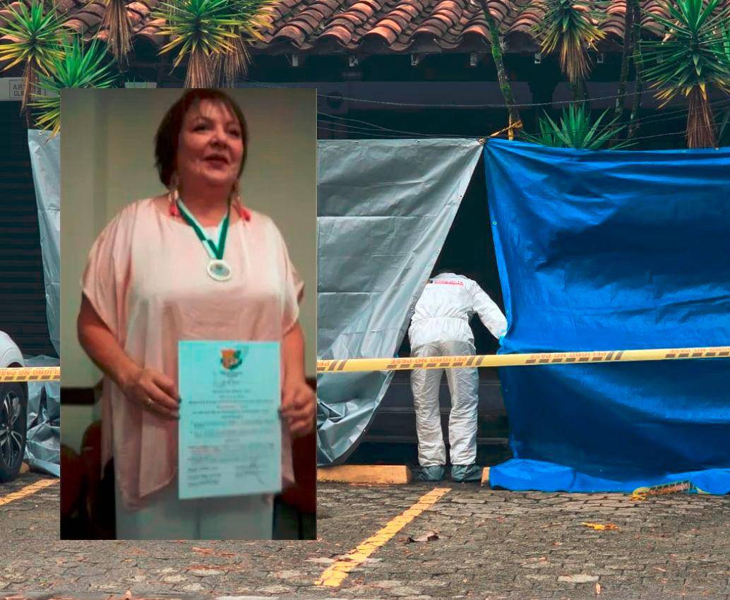 La periodista María Victoria Correa Ramírez, de 68 años, y de su hermana María Norelia, de 75, ocurrió dentro de una panadería del barrio Villagrande, de Envigado, el 28 de marzo. En el hecho, una de sus hermanas resultó lesionada. FOTOS: SANTIAGO OLIVARES TOBÓN Y CORTESÍA