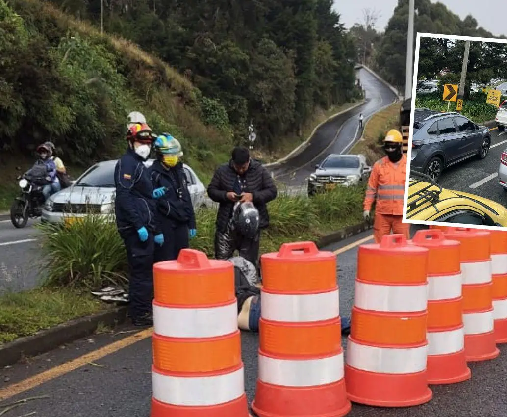 Este accidente, ocurrido a la altura de la Tienda de Fercho, en Envigado, provocó el cierre de la vía Las Palmas en sentido hacia Medellín. Esto generó graves congestiones en este corredor departamental. FOTOS: CORTESÍA