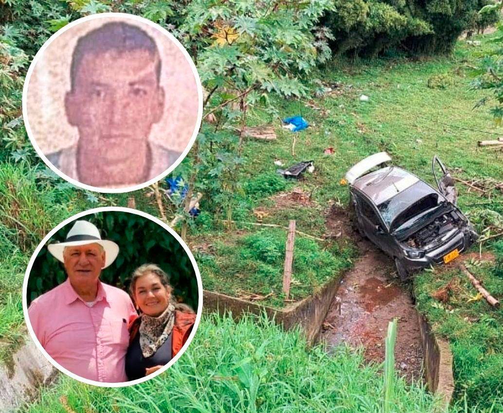 Rodrigo Giraldo y Marta Dolly Tamayo (abajo) fallecieron el pasado domingo, luego de que Óscar Iván Mendoza González (arriba) los arrollara con su carro mientras manejaba en el grado máximo de embriaguez. FOTOS: CORTESÍA