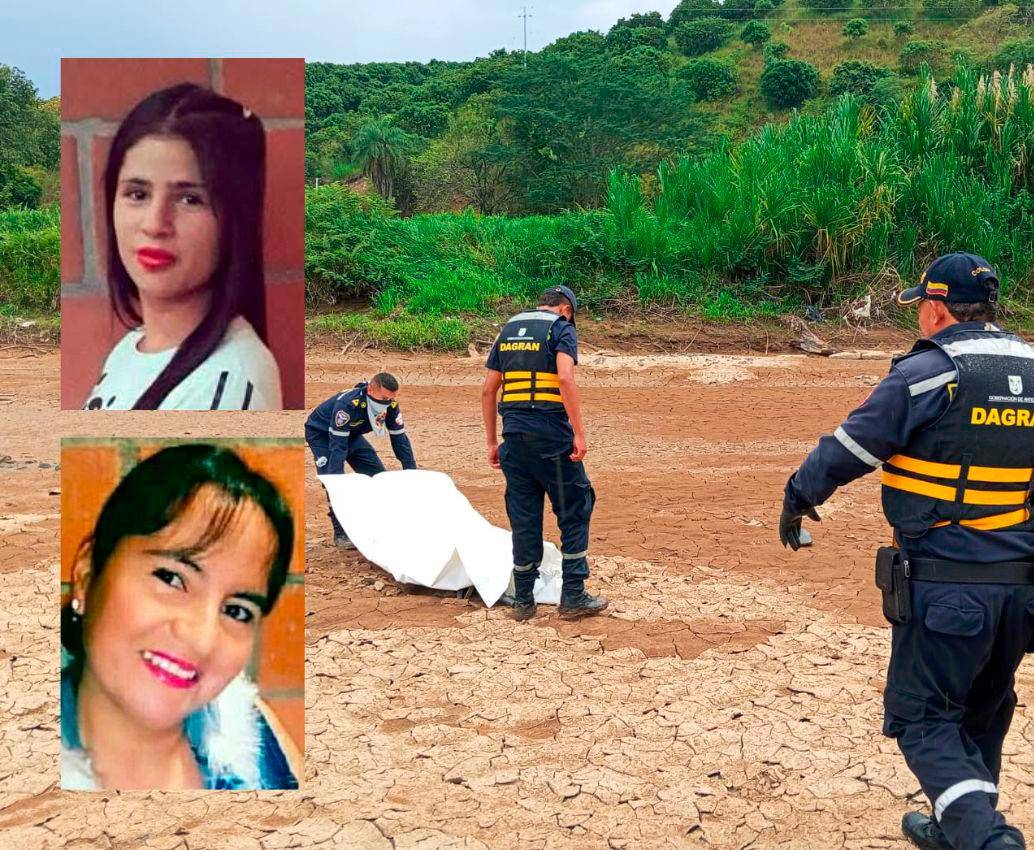 La imagen corresponde al hallazgo del cuerpo sin vida de Yurany Romero Ramírez (detalle, arriba), de 22 años, registrada en aguas del río Cauca, en el municipio de Betulia. En Concordia también asesinaron a Aydé Ortiz Morales (detalle, abajo), de 51 años. FOTOS: Cortesía