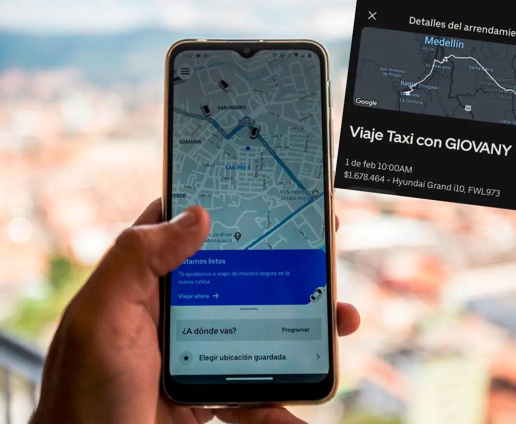 El usuario de la aplicación mostró la solicitud que hizo a las 10:00 a.m. del domingo y el cobro que le hizo el taxista. FOTO: CARLOS VELÁSQUEZ Y TOMADA DE TWITTER
