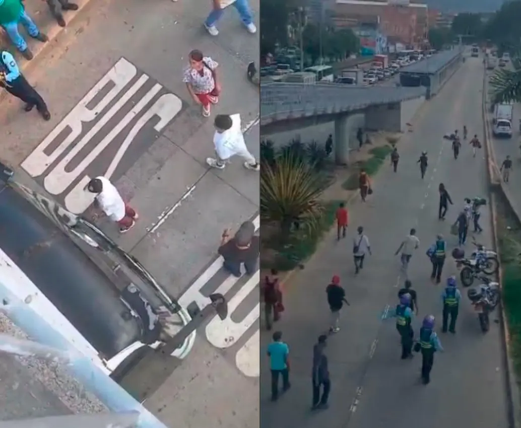 En las imágenes quedó registrado como el bus estaba detenido, en medio del rodeo de un grupo de personas y como posteriormente el vehículo arrancó, arrollando al habitante de calle inicialmente lesionado. FOTOS: TOMADAS DE VIDEO