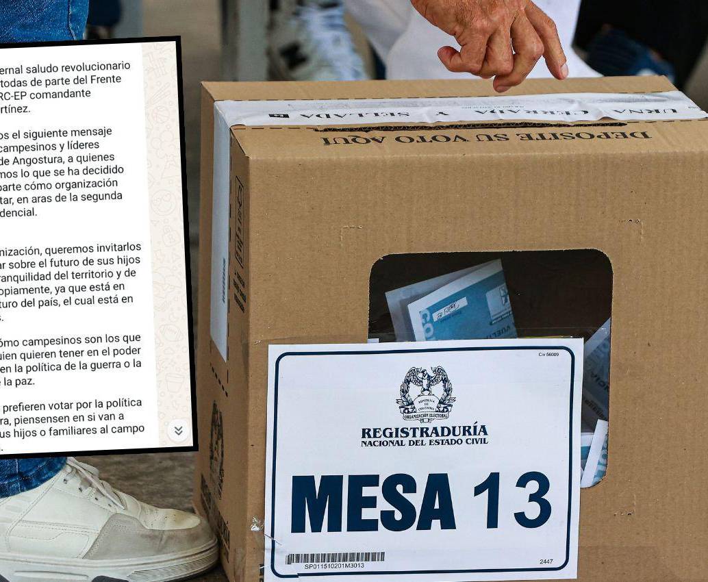 Con este mensaje amenazante, en Angostura y Campamento se incentivó a participar en las elecciones, lo que disparó la cantidad de votantes a cifras históricas. FOTOS: MANUEL SALDARRIAGA Y CORTESÍA