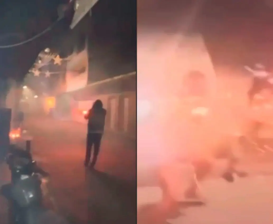 Estas fueron algunas de las imágenes del ataque con voladores que se registraron en las calles del corregimiento Santa Isabel, de Remedios. Este hecho no dejó lesionados. FOTOS: TOMADAS DE VIDEO