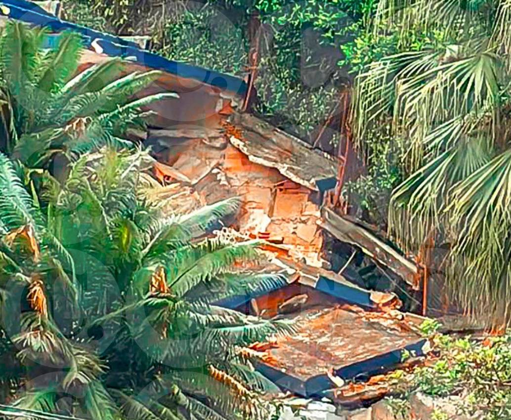 Así quedó el cementerio de La América luego del colapso estructural, que estaría vinculado a un deslizamiento. FOTO: CORTESÍA MINUTO 30