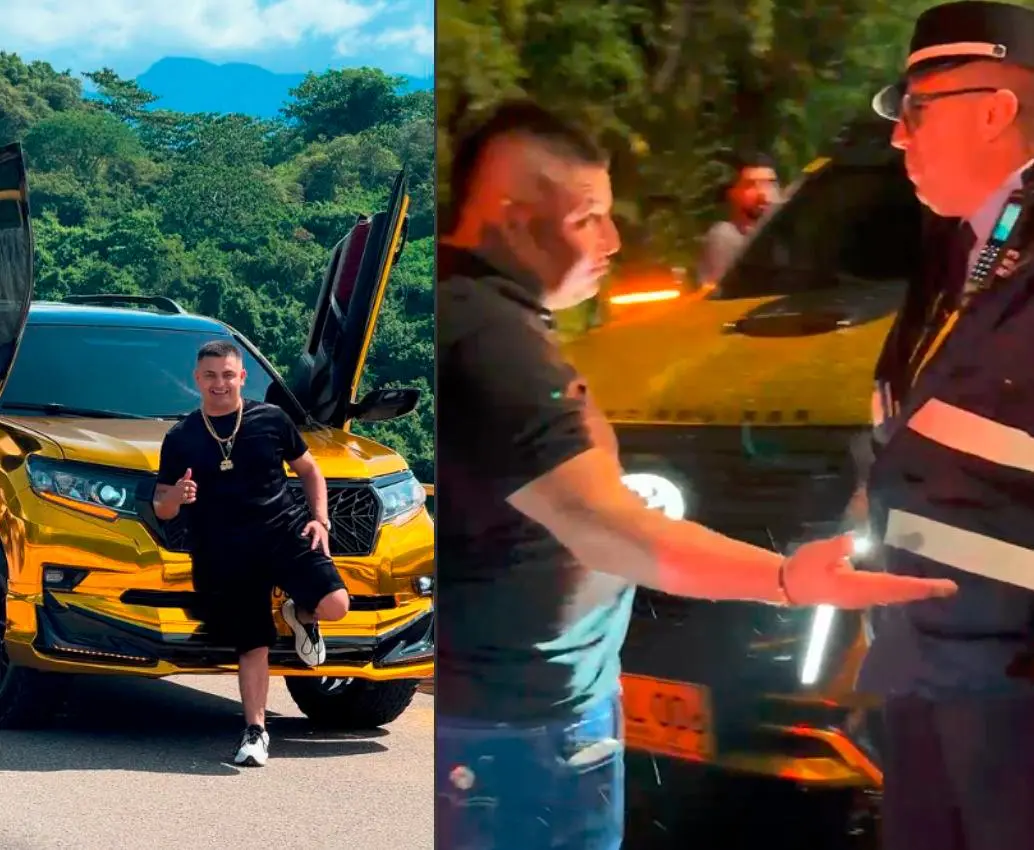 El influenciador, conocido como El Billetudo, terminó agrediendo verbalmente a un agente de la Secretaría de Movilidad de Medellín cuando este le anunció que le iba a inmovilizar su particular camioneta por dos infracciones de tránsito. FOTO: Tomada de Instagram y cortesía