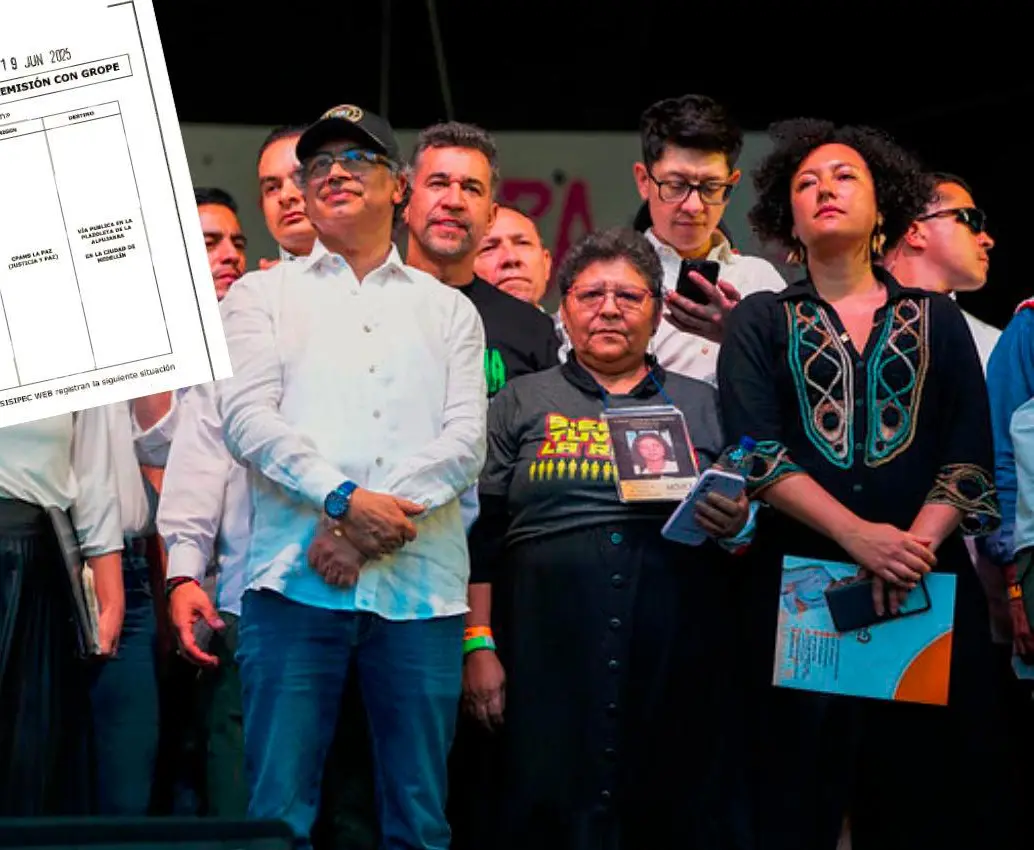 Documento del Inpec demuestra que la senadora Isabel Cristina Zuleta (der) solicitó la salida de prisión de nueve cabecillas de bandas criminales que se encuentran actualmente pagando condenas por más de 10 años de prisión y que forman parte de la mesa de la paz urbana. FOTO: PRESIDENCIA
