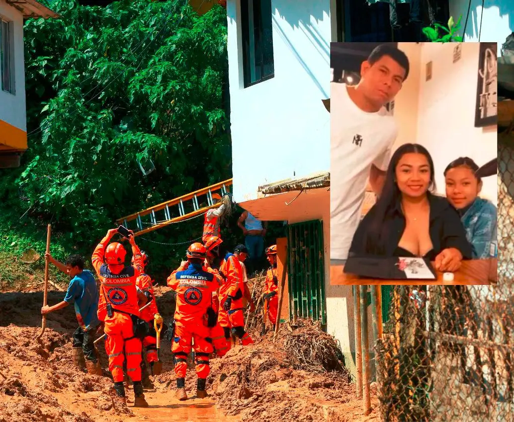 Los organismos de socorro continúan atendiendo la emergencia en la vereda La Doctora, de Sabaneta, que dejó cinco víctimas, entre ellas tres de una misma familia (detalle): Deiby Roqueme Mendoza, de 39 años; su esposa Liz Patricia Luna Hernández, de 31, y su hija Natalia Lucía Roqueme Luna, de 12 años. También murieron María Elena Montoya de Cardona, de 78 años, y su hijo William de Jesús Cardona Montoya, de 60 años. FOTO: CAMILO SUÁREZ Y CORTESÍA