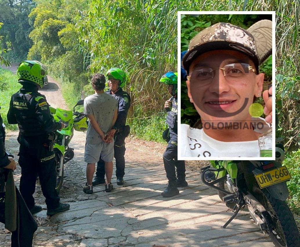 A Andrés Felipe López Bedoya, alias Chester, lo capturaron en un camino de la vereda La Aguacatala, de Caldas, en medio de un proceso por tres homicidios, entre otros delitos a nombre de la banda La Inmaculada. FOTOS: CORTESÍA