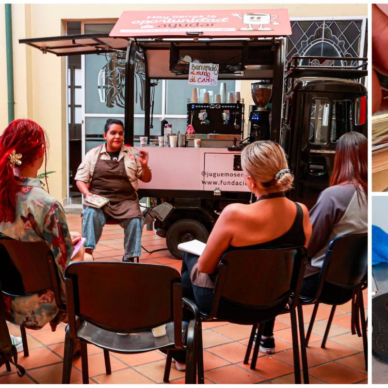 Los estudiantes, que son patrocinados por voluntarios u organizaciones, reciben formación en barismo como oportunidad para emprender, conseguir trabajo o ayudarse con los estudios. FOTOS Manuel Saldarriaga