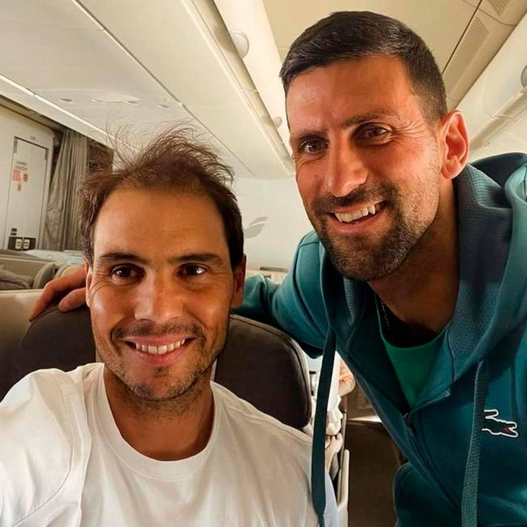 Rafael Nadal y Novak Djokovic compartieron en sus redes el momento que vivieron en un vuelo rumbo a Estados Unidos. FOTO TOMADA @INSTAGRAM