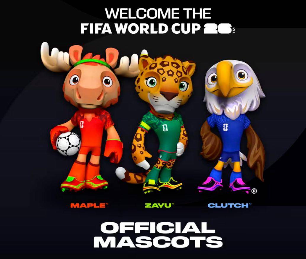 La Fifa dio a conocer este jueves a Maple, Zayu y Clutch, las tres mascotas que tendrá el Mundial de Norteamérica. FOTO: Tomada de redes sociales