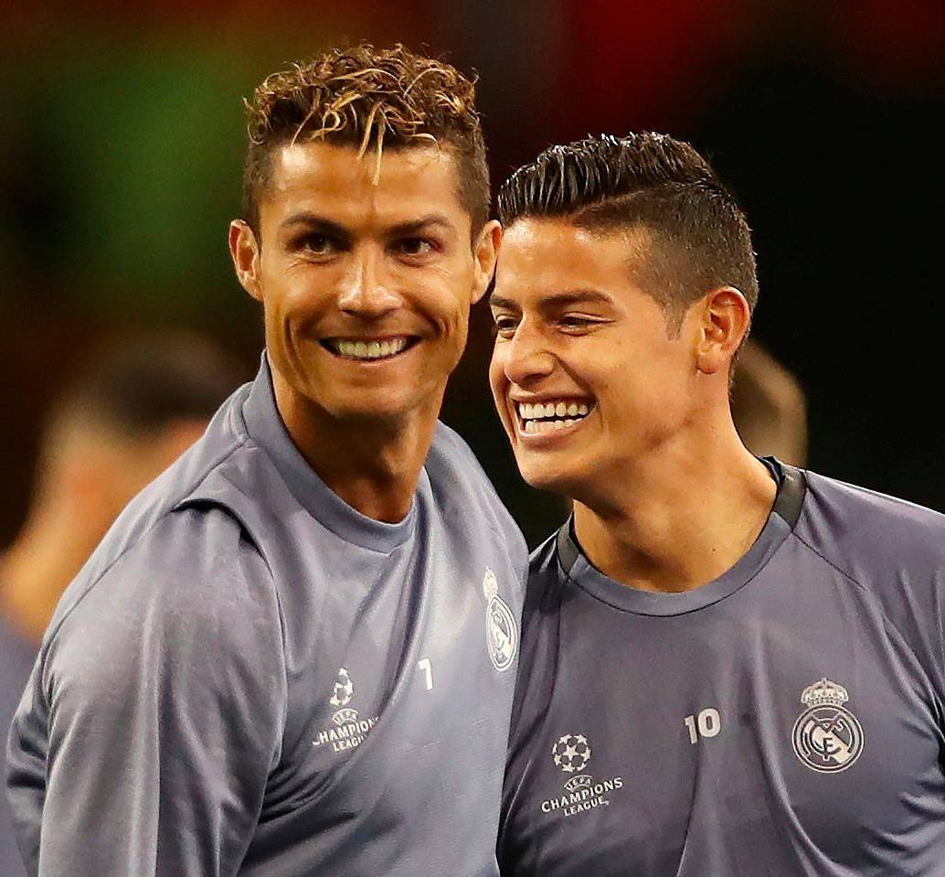 Cristiano Ronaldo y James Rodríguez jugaron 89 partidos juntos en el Real Madrid, se juntaron en 17 goles y ganaron dos Champions League, una Liga de España y dos Supercopas europeas. FOTO <b>GETTY</b>