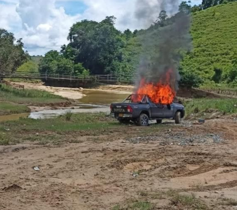 La camioneta en la que se movilizaban fue hallada incinerada. Foto: cortesía.