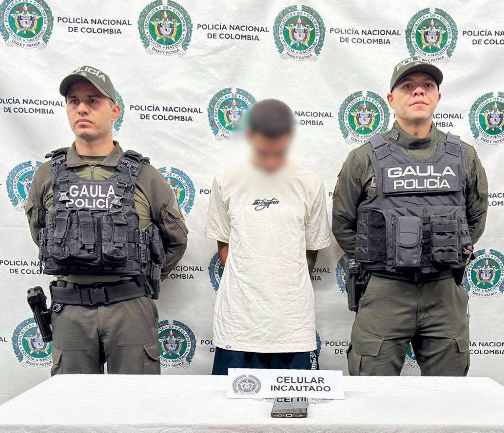 Este es alias la Chinga, quien fue capturado en el barrio El Poblado en las últimas horas. FOTO: Cortesía Policía Metropolitana del Valle de Aburrá