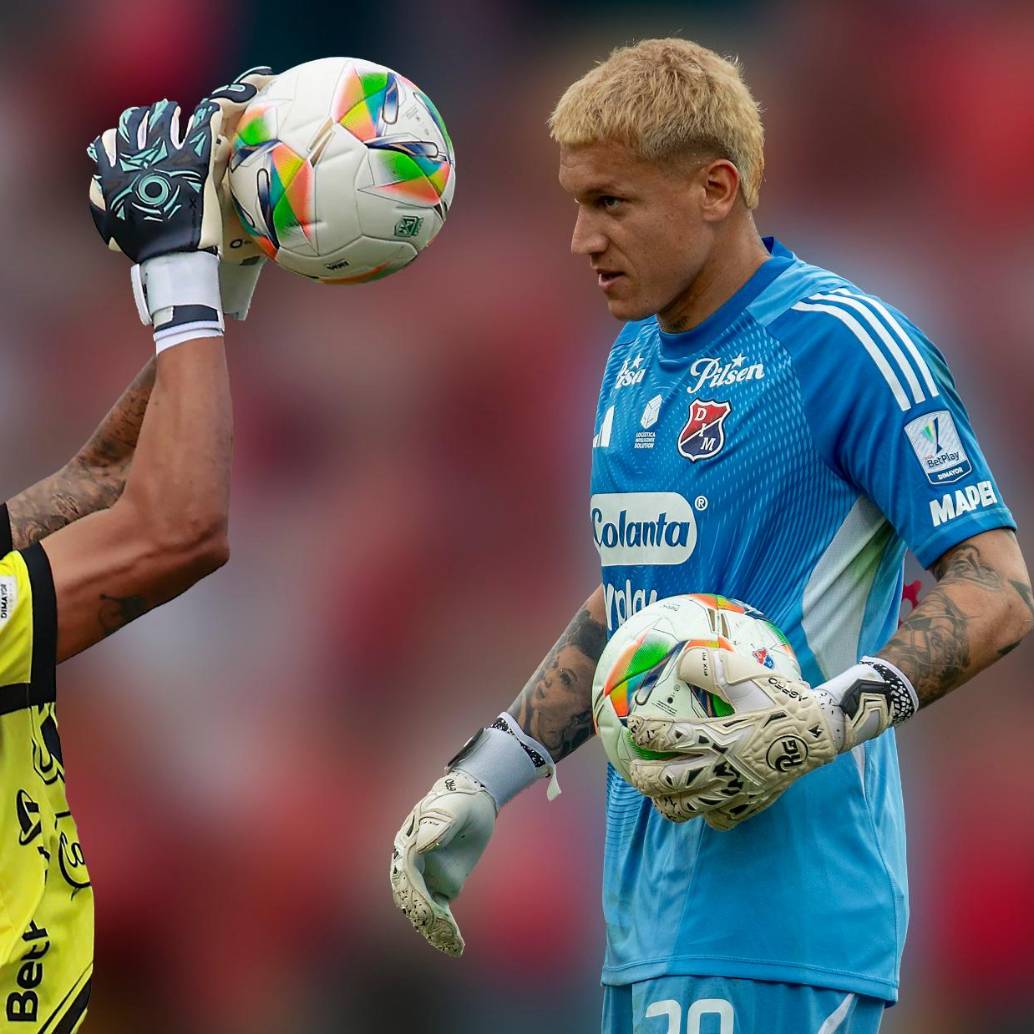 Juan Pablo Montoya (Envigado) y Washington Aguerre, dos de los mejores arqueros del fútbol colombiano. FOTO JUAN ANTONIO SÁNCHEZ Y MANUEL SALDARRIAGA