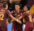 Sebastián Guzmán, Luis Sandoval (centro) y Juan Pablo Torres, entre las figuras del Tolima en el triunfo ante Nacional. FOTO X-TOLIMA