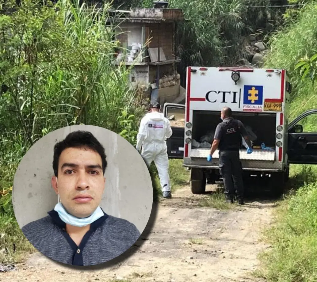 De fondo, una imagen de referencia de un levantamiento de un cuerpo en el Valle de Aburrá. En la miniatura, alias “Pirry”, por quien ofrecen hasta $250 millones. FOTOS EL COLOMBIANO y Análisis Urbano. 