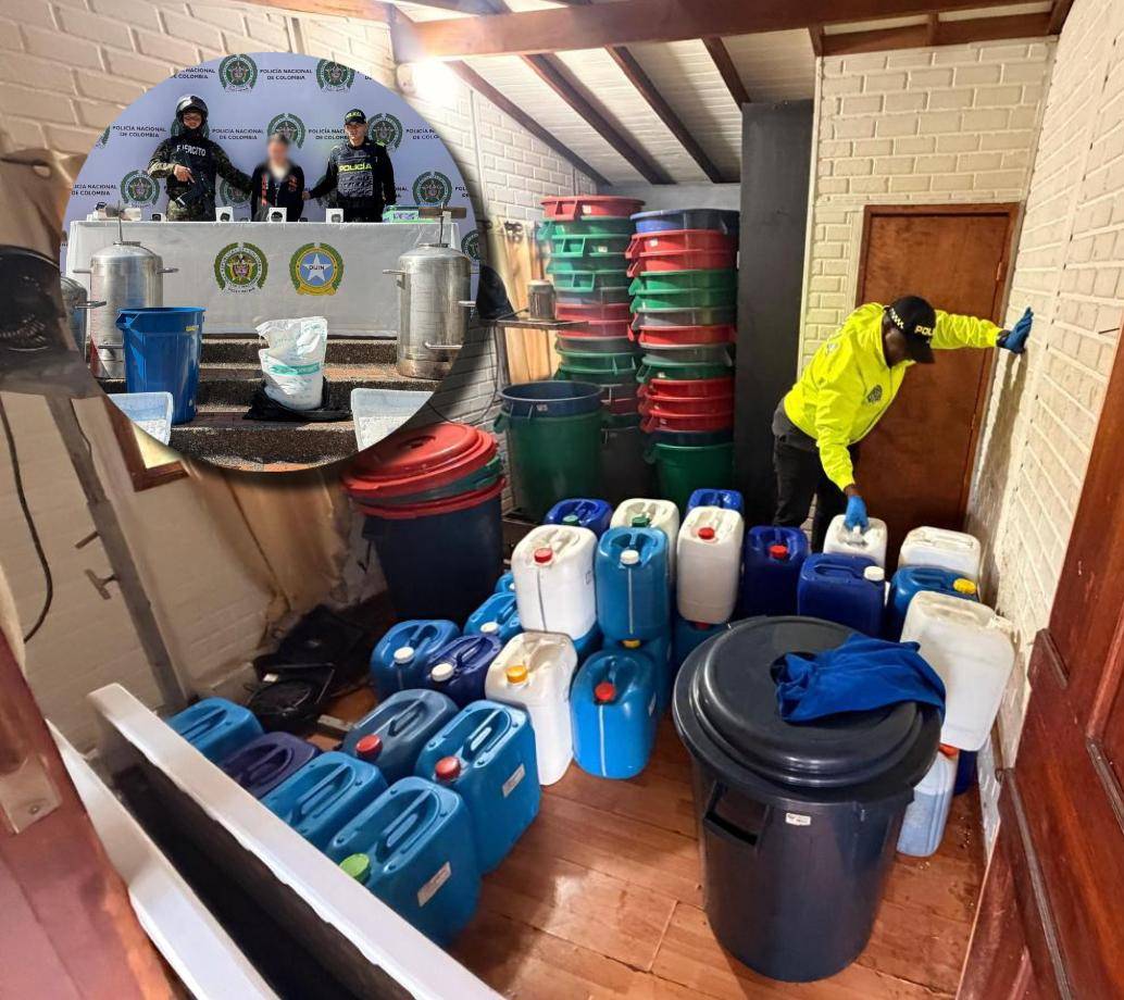 Según la Policía, este laboratorio producía rentas ilegales de $70 millones al día. FOTO Alcaldía de Medellín.