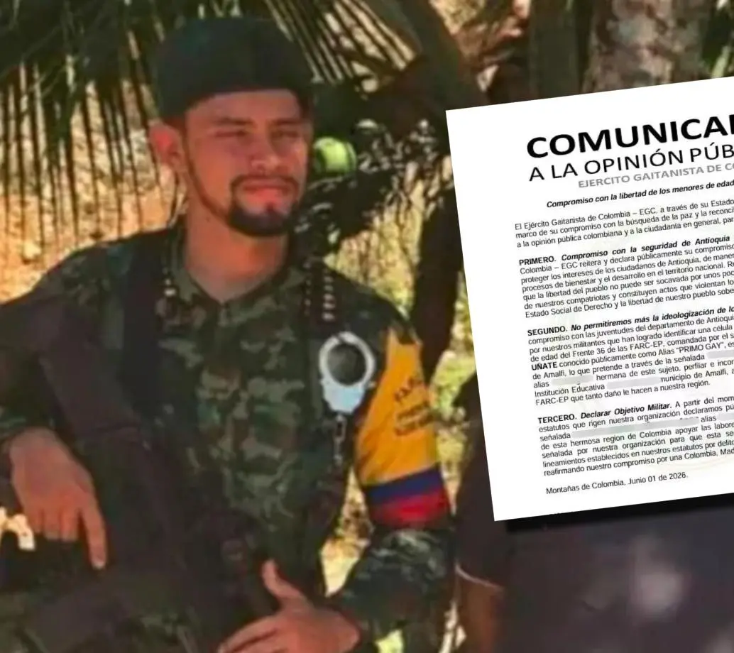 En la imagen principal, alias ‘Primo Gay’, y en miniatura, el comunicado amenazante del Clan del Golfo. FOTOS Cortesía y redes sociales.