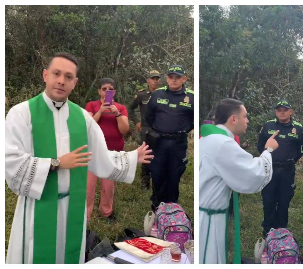Así quedó captada la discusión entre el sacerdote y una monja en el Alto de la Virgen de Guarne. FOTO Cortesía redes sociales.