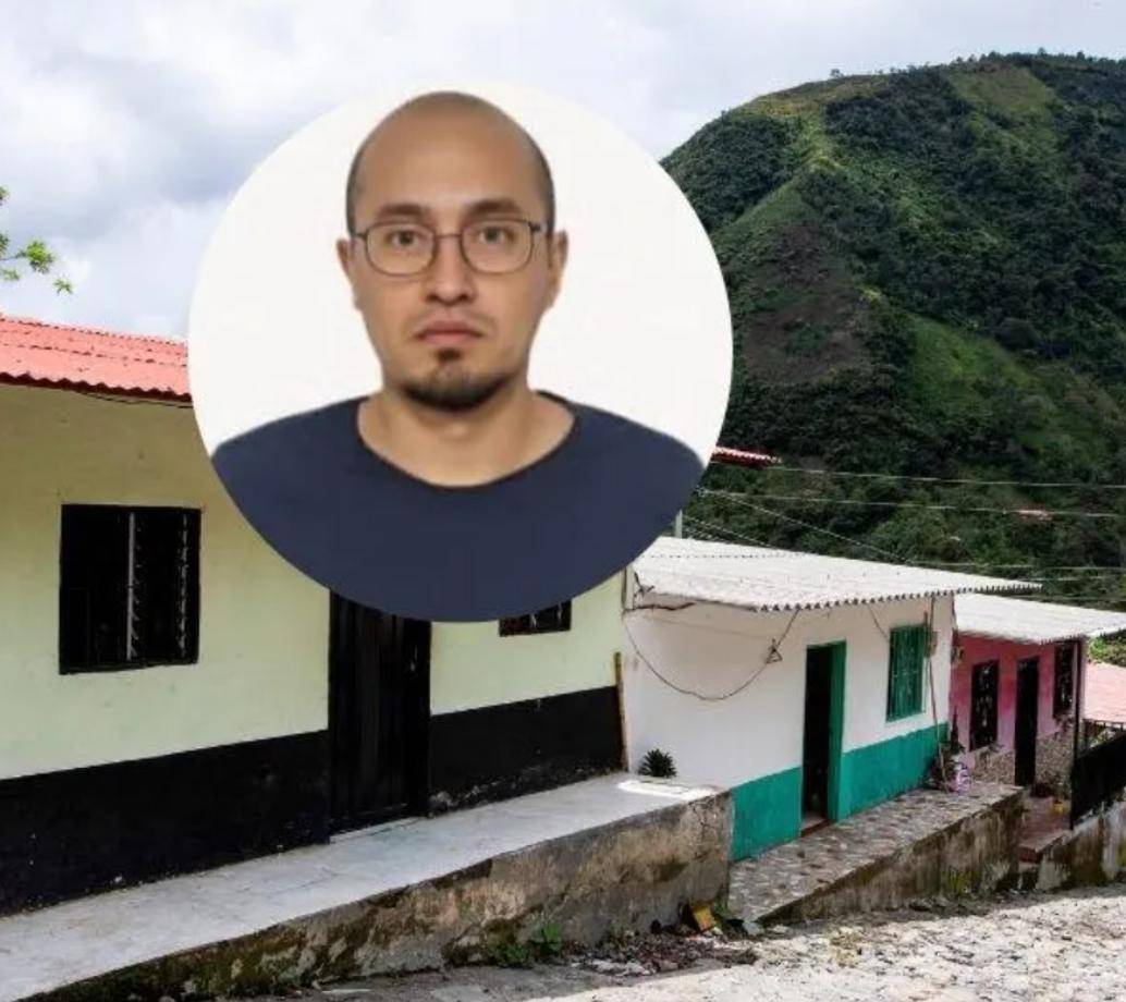 La imagen de fondo, referencia al municipio de Uramita; en miniatura, el rostro del docente desaparecido Daniel Higuita. FOTOS Julio César Herrera y Cortesía.