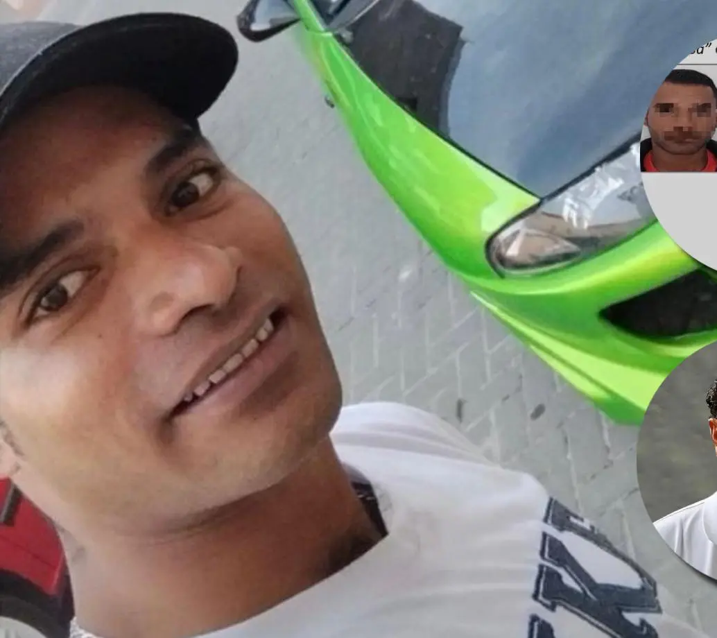 En la imagen principal, alias El Negro Álex; en la miniatura superior la notificación roja de Interpol indicando su búsqueda y captura; en la miniatura inferior, Gustavo Adolfo Pérez Peña, alias El Montañero. FOTOS CORTESÍA, X de Fico Gutiérrez y ARCHIVO EL COLOMBIANO. 