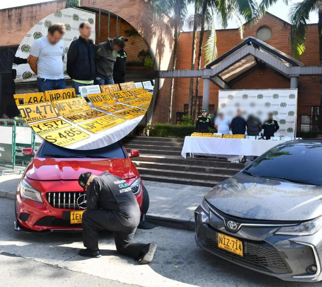 En el operativo se incautaron dos vehículos de alta gama y más de 40 placas falsas. FOTO Policía Metropolitana. 