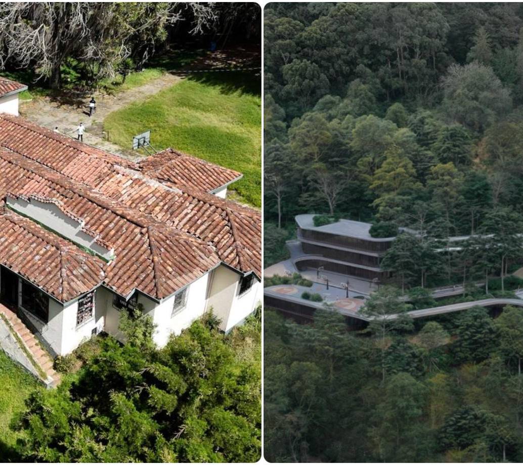 Antes y después proyectado por la Alcaldía de las obras del colegio El Tirol. FOTOS: Cortesía Alcaldía