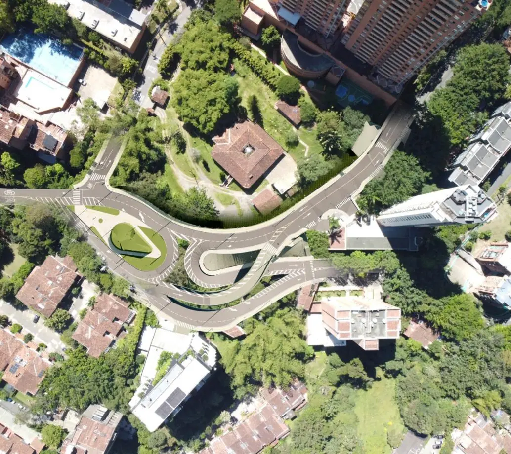Así quedaría el paso a desnivel en la loma de El Tesoro, en El Poblado. FOTO Alcaldía de Medellín