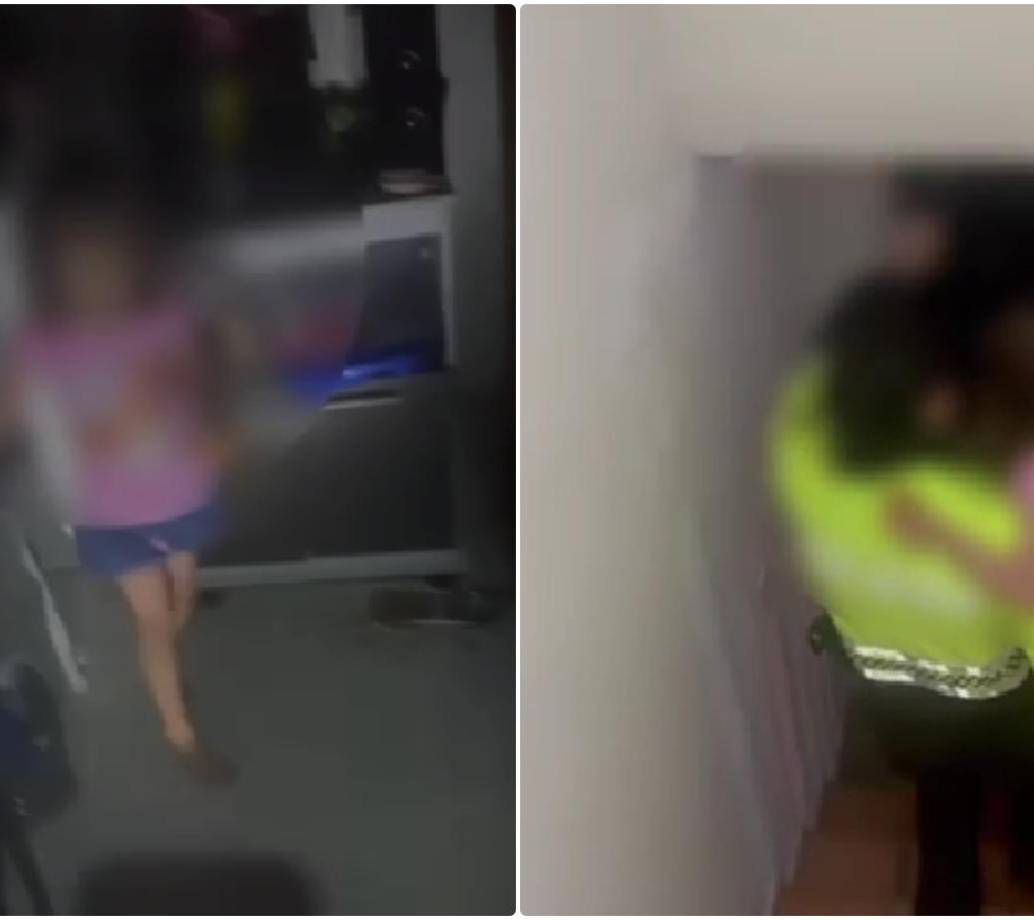 La niña de cuatro años fue rescatada en un operativo conjunto entre la Policía y los Bomberos de Medellín. FOTO: Cortesía Policía Meval