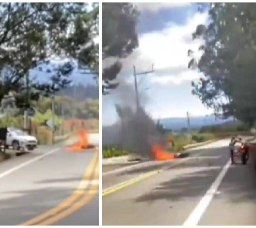 El sitio del accidente, localizado a la altura del vivero Jardín del Alto, quedó captado en videos ciudadanos. FOTOS: Cortesía Denuncias Antioquia