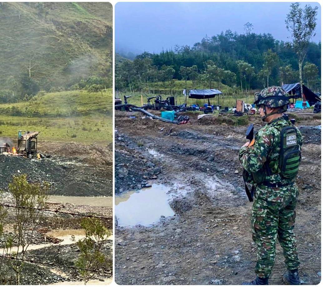 El operativo se realizó en inmediaciones del río Pavón, en el municipio de Urrao. FOTO: Cortesía Cuarta Brigada Ejército