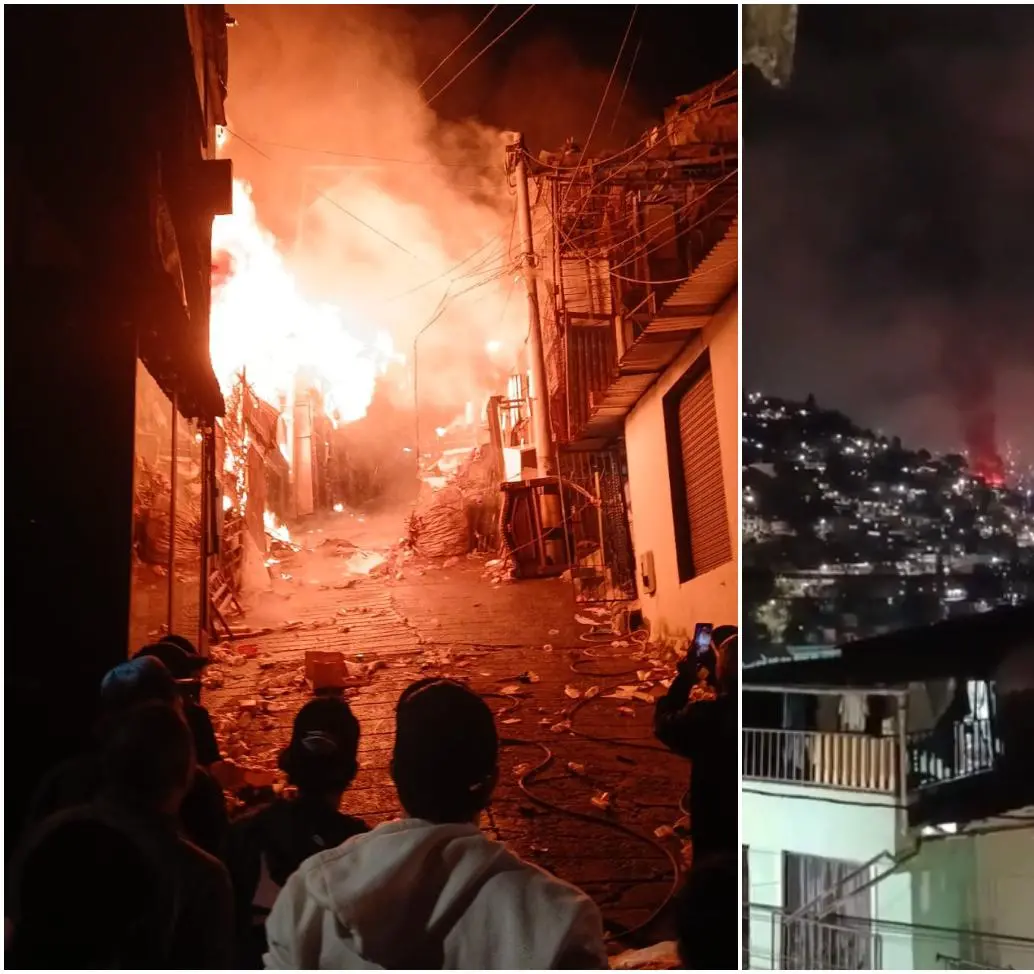 Aspecto del incendio ocurrido este domingo en el nororiente de Medellín. FOTO: Costesía