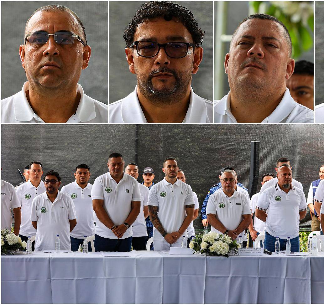 Arriba, de izquierda a derecha, alias Alber, el Montañero, el Abogado y Mundo Malo. FOTOS: El Colombiano