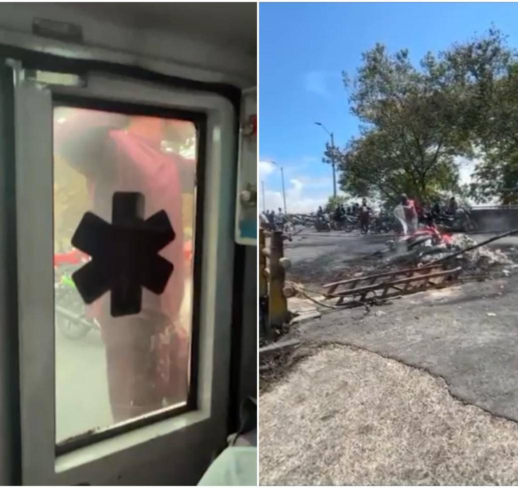 Algunos manifestantes estarían intimidando a ambulancias y quemando vehículos en plena vía pública, denunció la Gobernación de Antioquia. FOTO: Cortesía