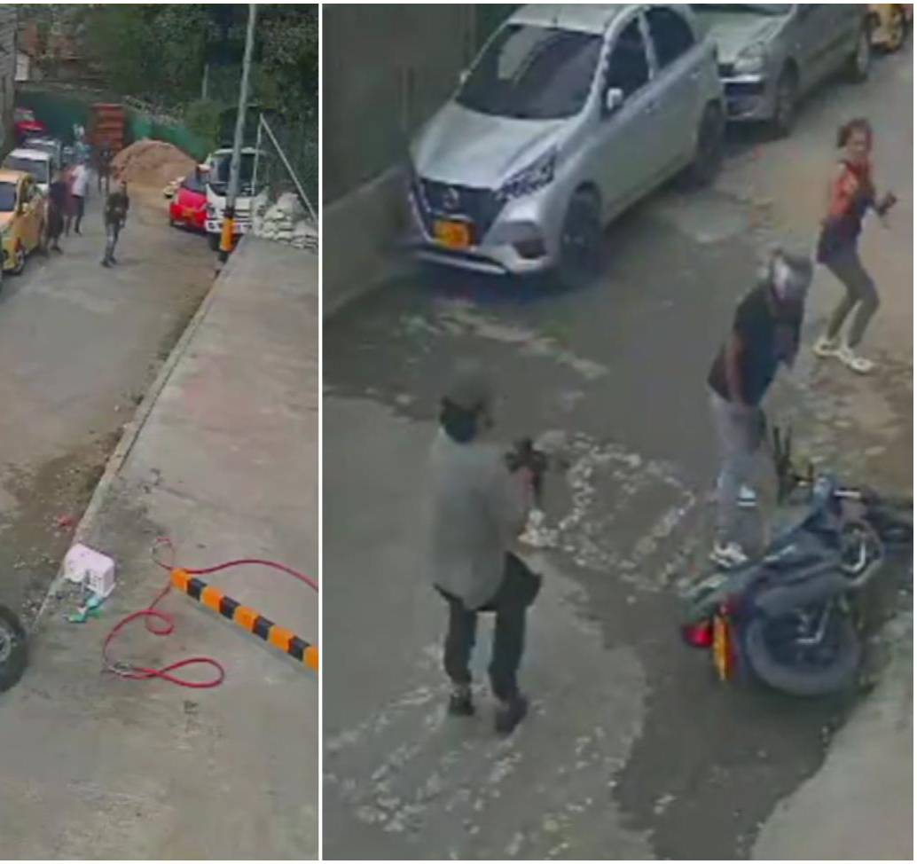 Fotogramas del video de seguridad que captó el ataque ocurrido en un parqueadero del barrio Toscana. FOTOS: Cortesía Denuncias Antioquia