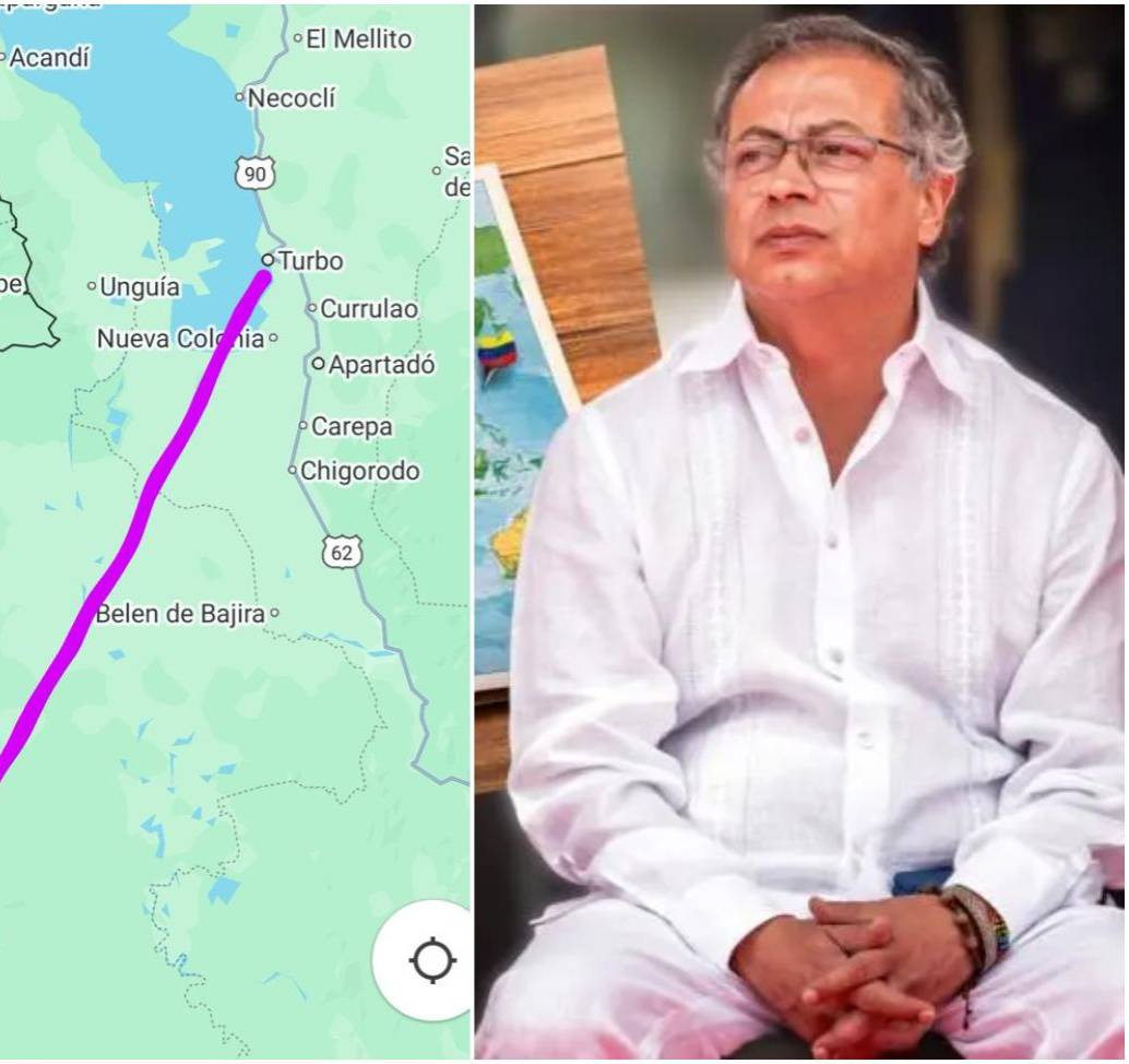 Mapa publicado por el presidente Gustavo Petro para presentar el tren interoceánico. FOTO: Cortesía