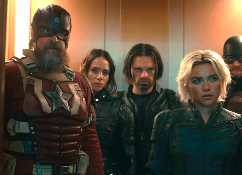 De izquierda a derecha: Guardian Rojo, Ghost, Bucky, Yelena y John Walker. FOTO Cortesía Marvel Studios