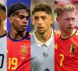 Mohamed Salah, Lamine Yamal, Federico Valverde y Kevin De Bruyne. Fotos: Getty Images.