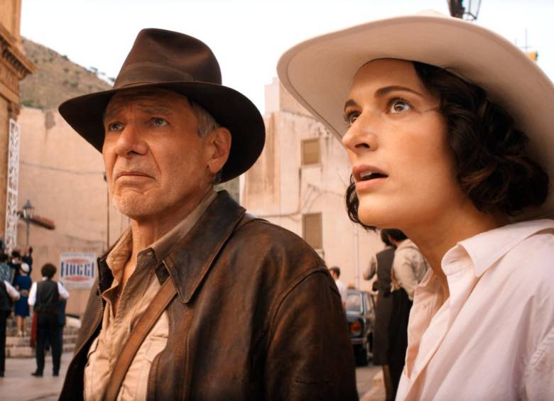 Harrison Ford y Phoebe Waller-Bridge son los protagonistas de Indiana Jones y el dial del destino. FOTO Cortesía