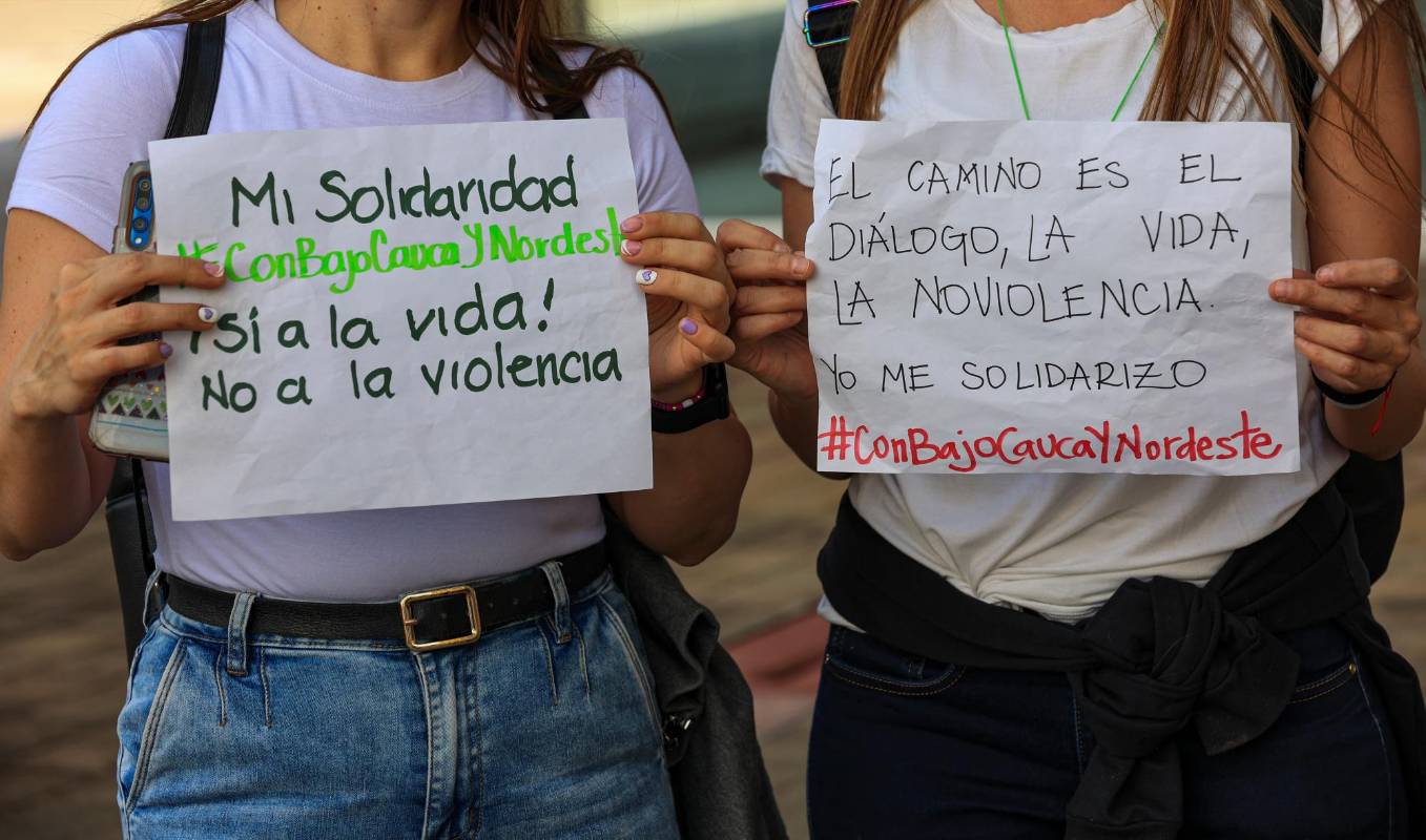 Las protestas originadas por el paro minero tienen alterado el orden público en esta región antioqueña. Foto: MANUEL SALDARRIAGA QUINTERO.
