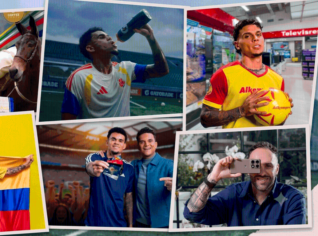 James Rodríguez, Luis Díaz, Richard Ríos y David Ospina lideran la apuesta de las marcas por capitalizar la atención que concentra el Mundial 2026. FOTOS CORTESÍA